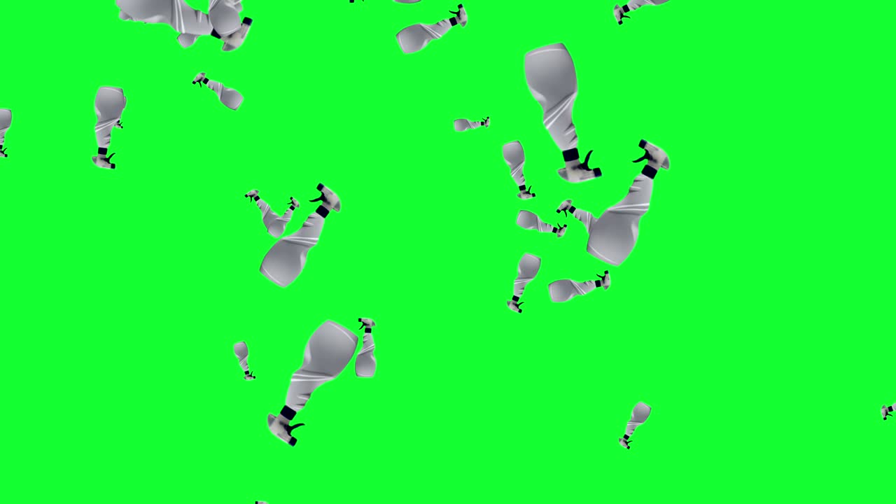group of plastic bottles animation, editable green screen -Chroma key seamless loop