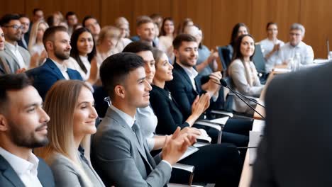 audience applauding at a conference.