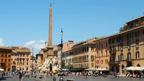 fountain of the four rivers fountain by gian lorenzo bernini in piazza navona, rome, italy