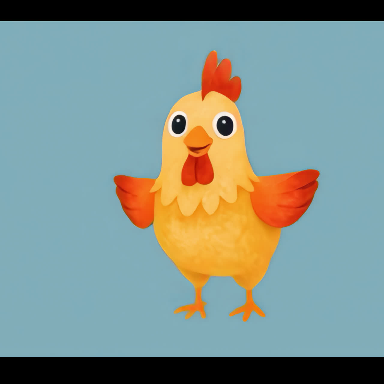 Animación de ilustración de gallo de dibujos animados colorido, recurso aislado, video 4K transparente, canal alfa.