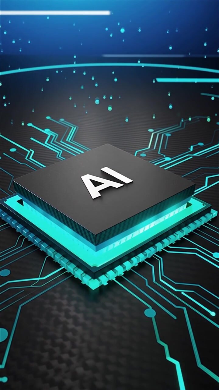 Futuristic AI Chip Motherboard Technology Background