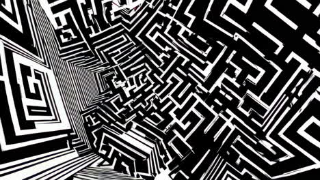 black and white abstract geometric maze pattern