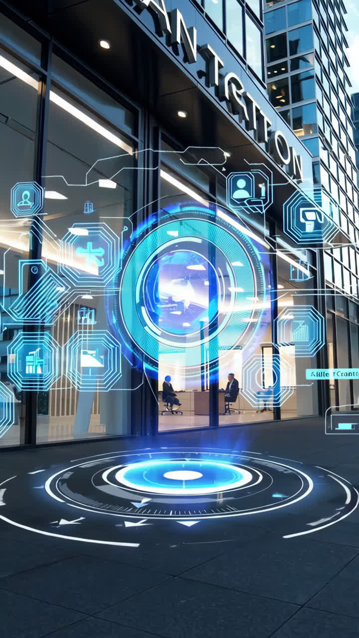 Modern Office Building with Digital Interface