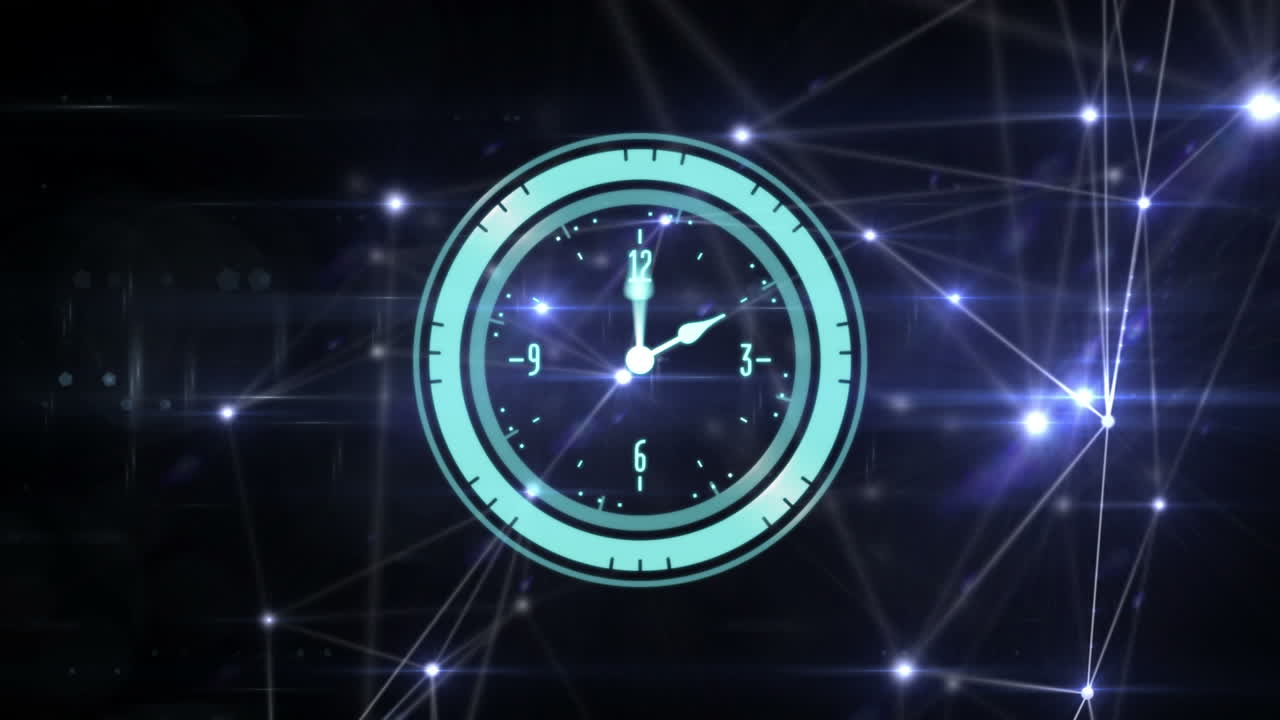 animación de la red de conexiones durante el reloj moviéndose rápidamente