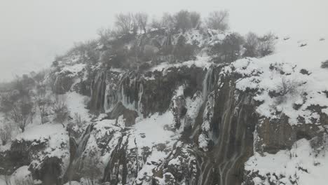 snowy waterfall view