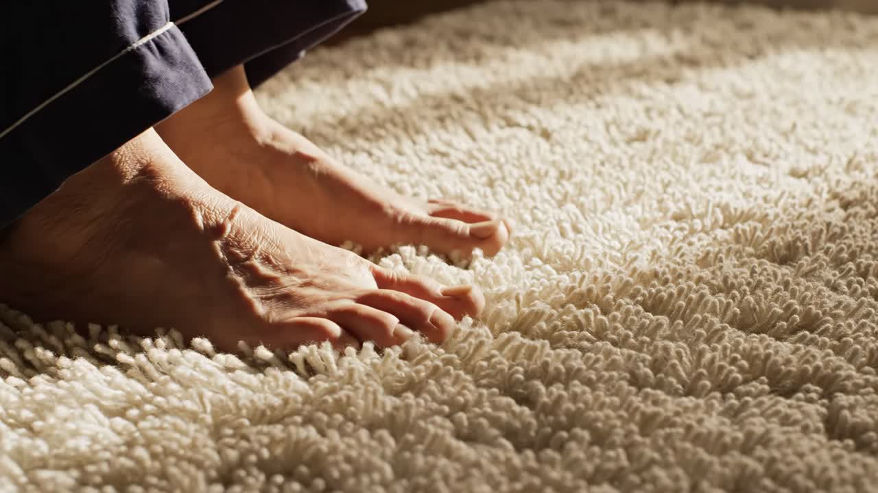 Feet on a fluffy carpet