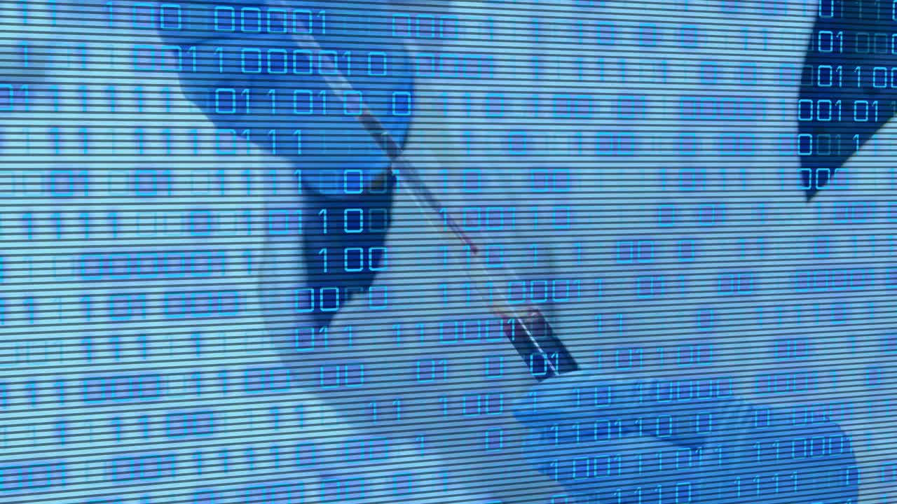 Animation of data processing over doctor with test tube