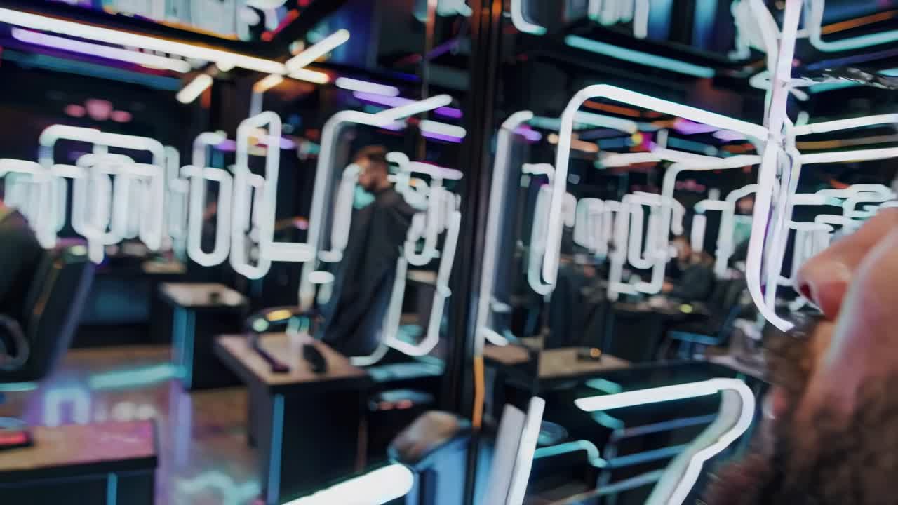 Man getting beard treatment with a device