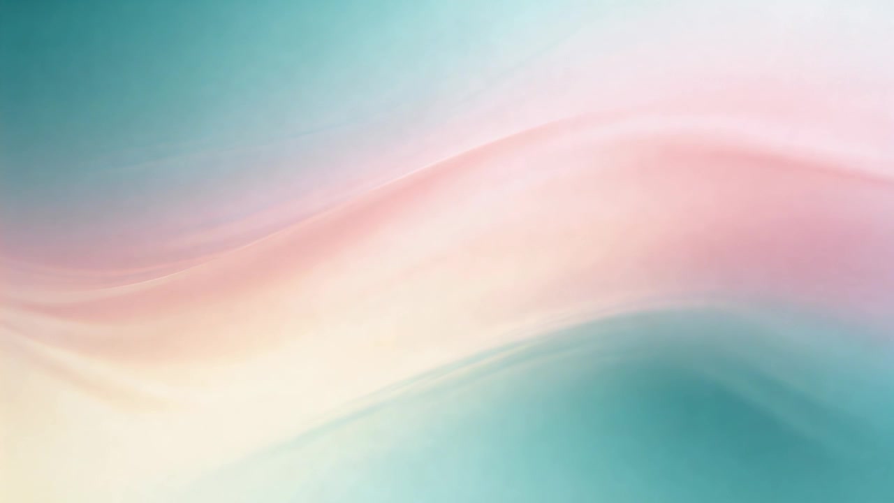 Schleife beginnt, zeigt Pastell-Farbverlaufsgrafik als Hintergrundbild mit Türkis-, Creme- und Rosa-Bändern.