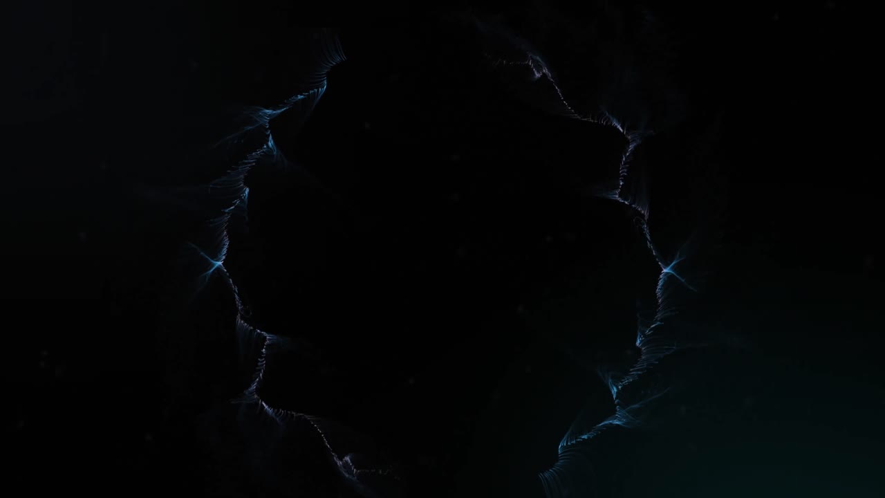 Animation of explosion of purple light trails on black background