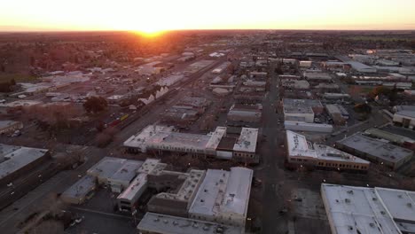 aerial orbit turlock california at sunrise