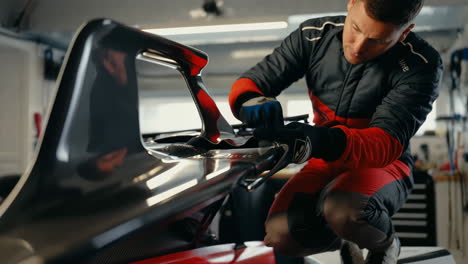 mechanic working on a race car