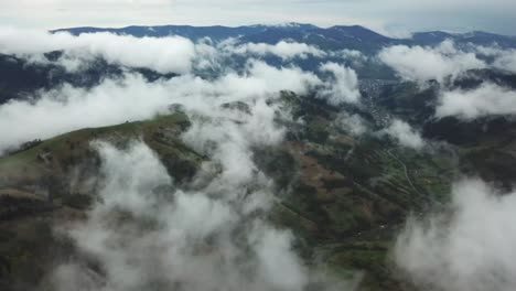 aerial view morning mist fog over los angeles neighborhood over clouds showing mountains in the di aerial view morning mist fog over los angeles neighborhood over clouds showing mountains in the distance