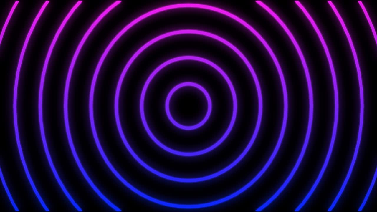 Colorful Circle Radio Waves Animation on Black Background