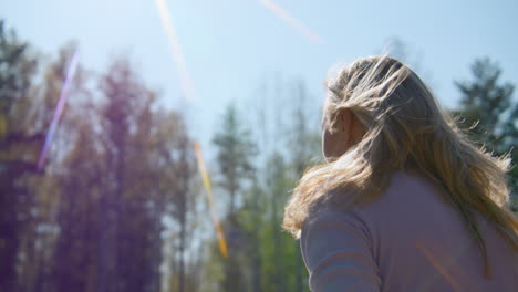 woman in a forest