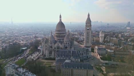 facade of sacre coeur, montmartre hill in paris, france