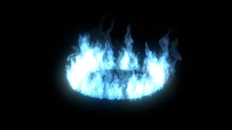 blue circle fire on black background glow ring 4k