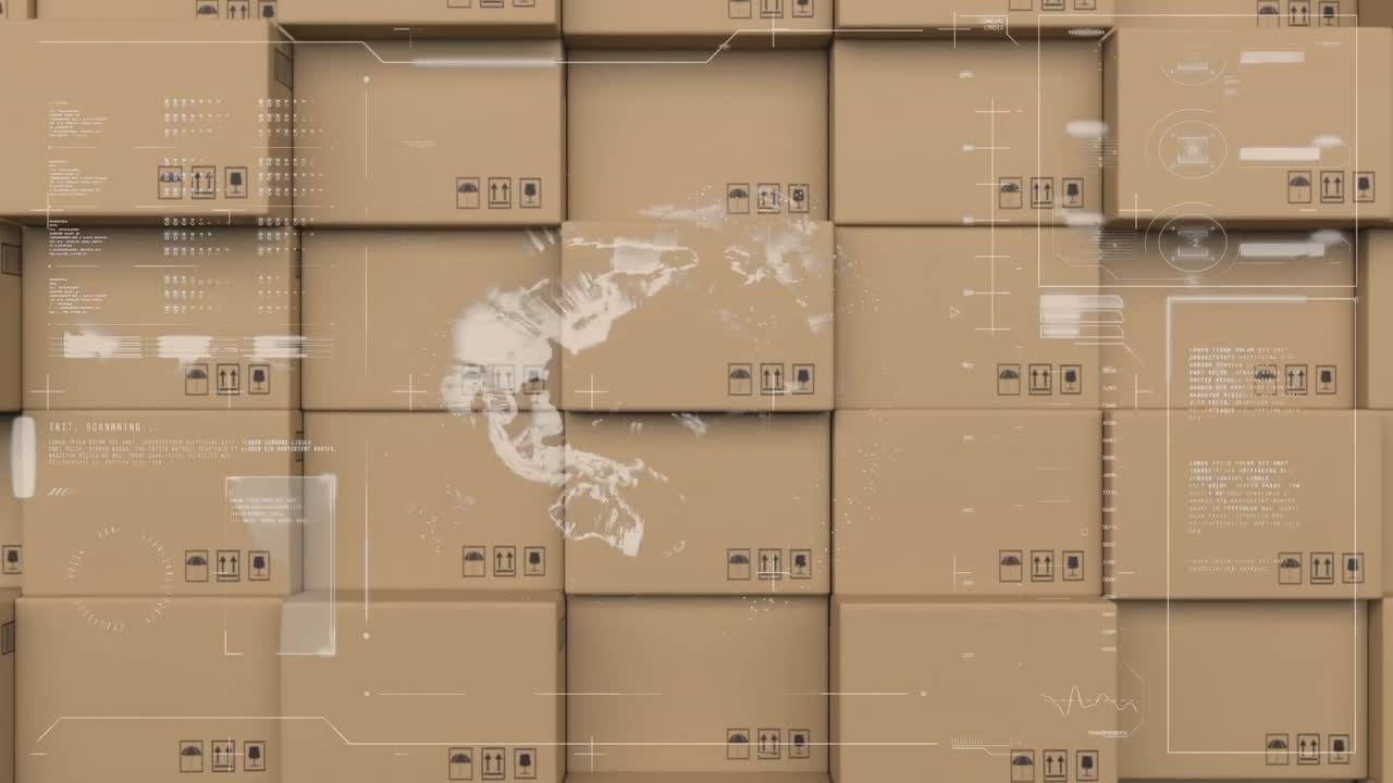 카드보드 상자 위에서 통계 처리의 애니메이션