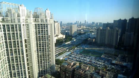 Time-lapse-of-highway-in-a-distance-in-city-downtown-district