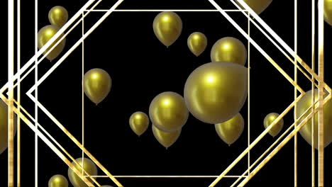 animación de globos dorados con patrón dorado en fondo negro