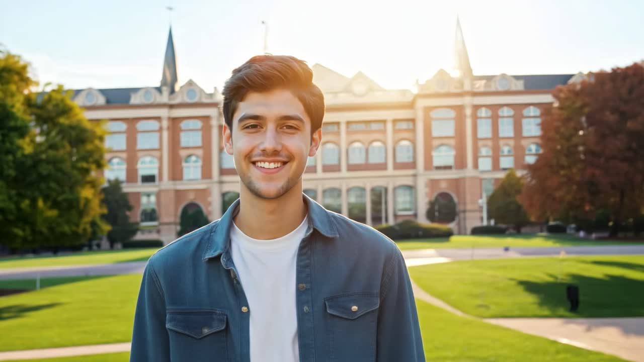 Young man on college campus