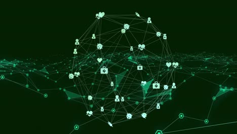 animation of network of connections with icons