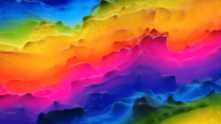 Animazione 3D in loop continuo di una superficie topografica colorata.