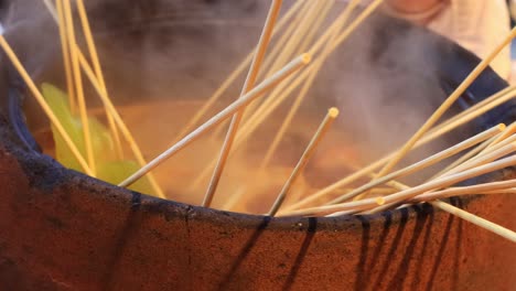 sichuan hot pot cooking at table side