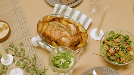 top view of dining table