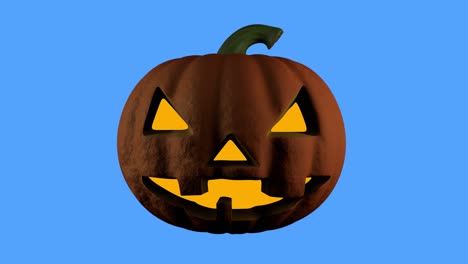 halloween animación de calabaza espeluznante con rotación de 360 grados en el fondo de la llave de croma azul.