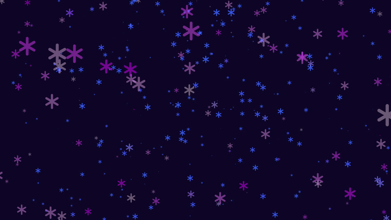 Night sky with random flying snowflakes