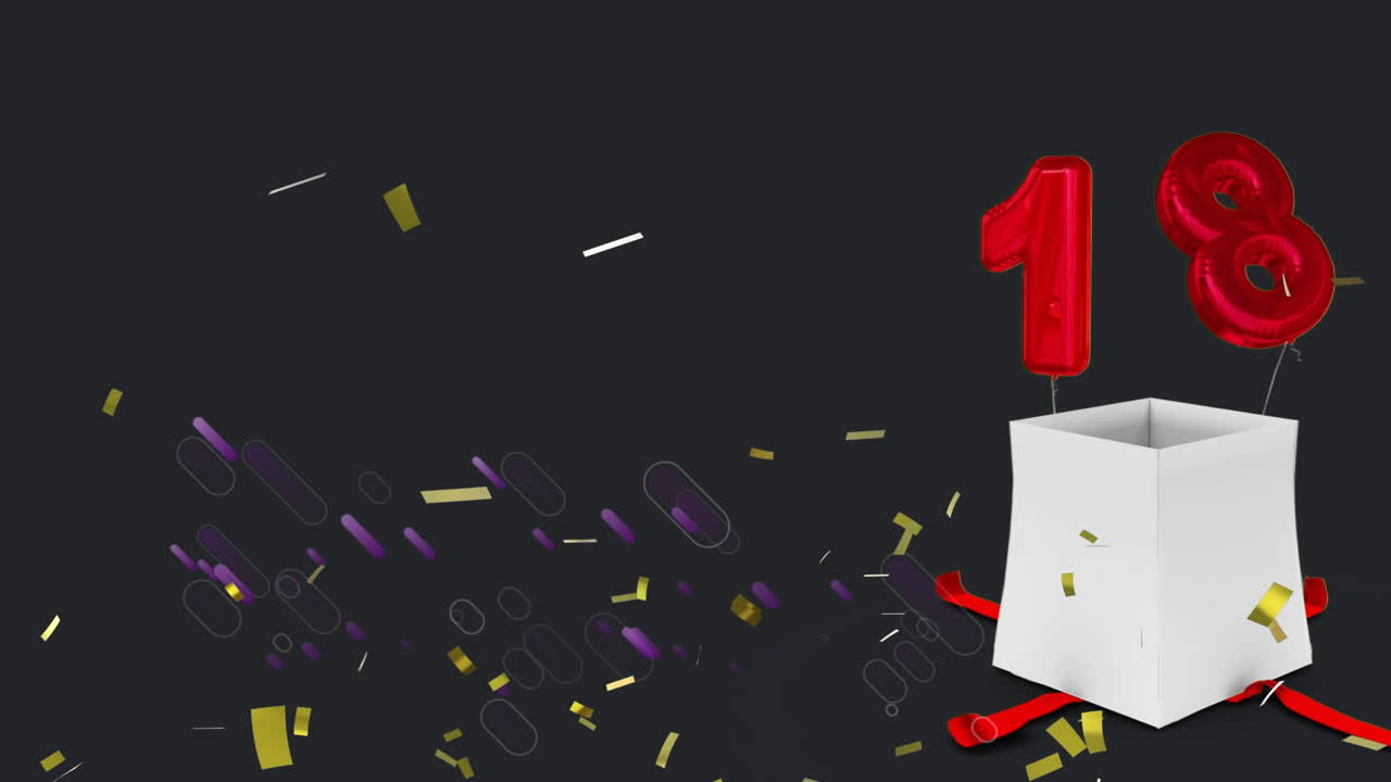 animación de confeti cayendo sobre la apertura actual sobre un fondo negro