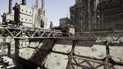 urban exploration in a futuristic industrial landscape under clear skies