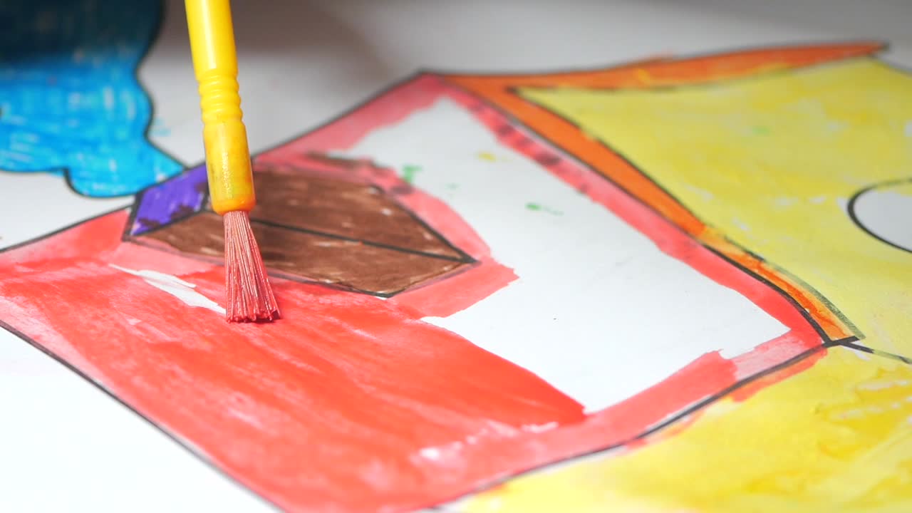 Child Painting a House Drawing