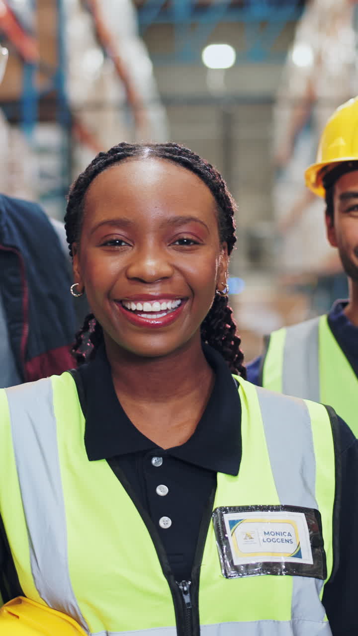 Warehouse workers in safety vests
