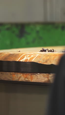 close-up of stacked rusted metal sheets