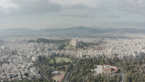 drone shot of athens in greece