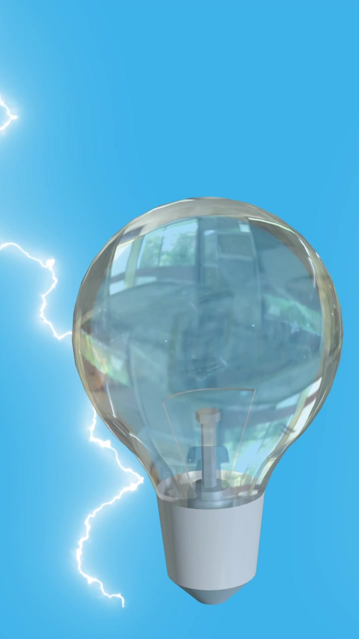 Animazione di lampadina e fulmini su sfondo blu