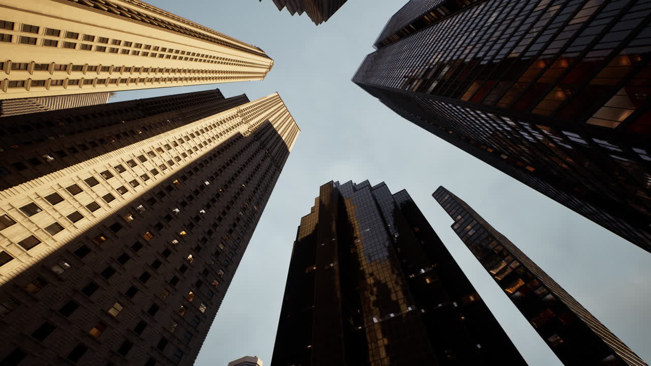 vista de abajo de los rascacielos de chicago