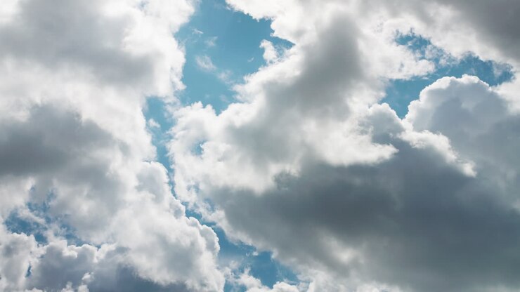 Handheld footage of clear blue sky with clouds