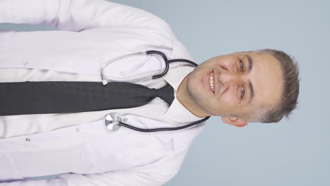 vídeo vertical de resultado positivo sobre la enfermedad. emoticón del médico.