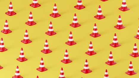 traffic cones with white stripes. 4k seamless looped video