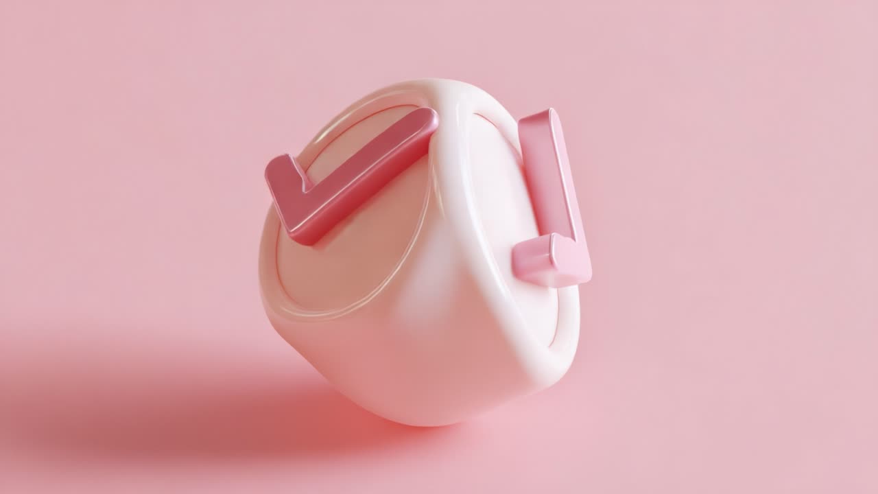 Aesthetic check mark icon on a soft pink background, symbolizing approval, success, and confidence in a contemporary design. Perfect for expressing positivity and affirmation