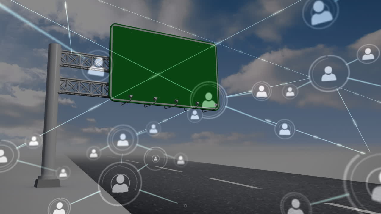 고속도로 위의 아이콘으로 연결 네트워크의 애니메이션