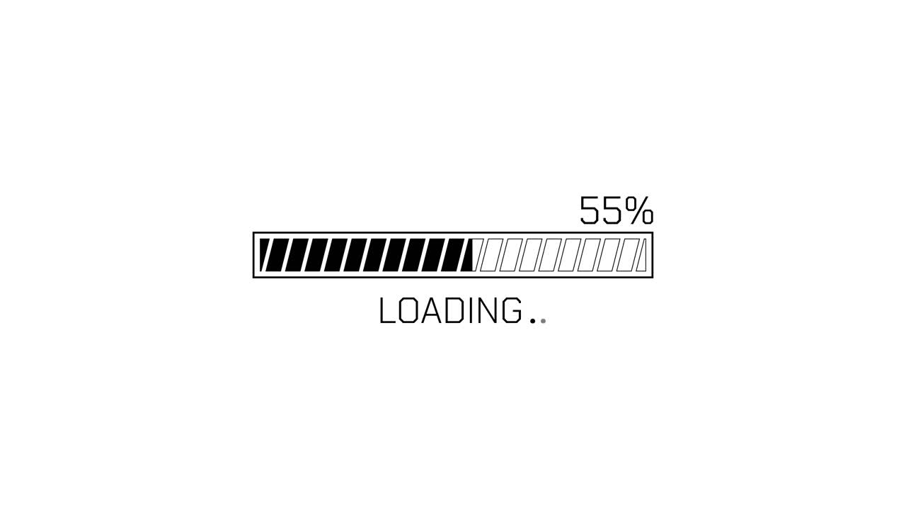 Digital Loading Progress Bar Animation on White Background