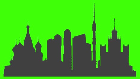 silhouette of moscow city icon popping up on the green screen