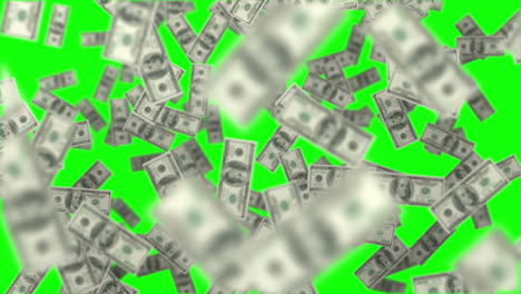 money in the water on green screen background