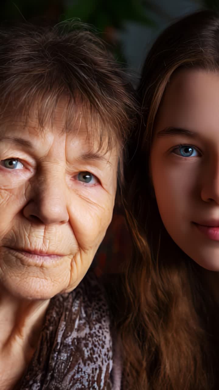 Un lien sincère : des portraits captivants illustrant les liens intergénérationnels entre une grand-mère et sa petite-fille, célébrant l’amour, la sagesse et la jeunesse.