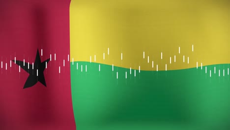 animation of data processing over flag of bissau