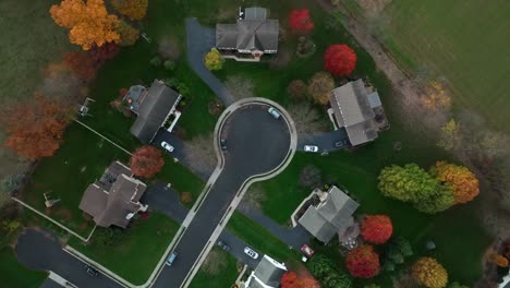 top down aerial view of cul-de-sac street